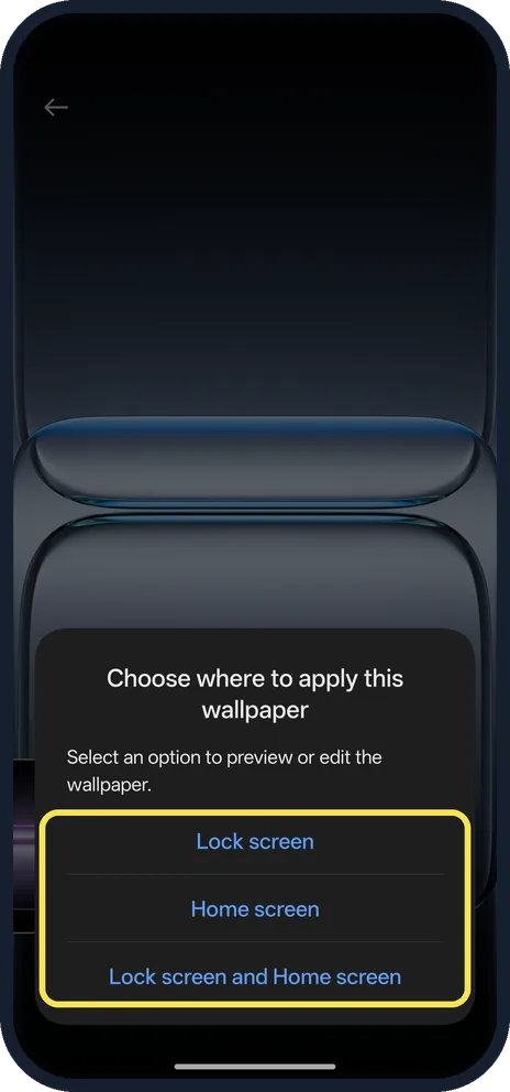 Android screenshot: Choose where