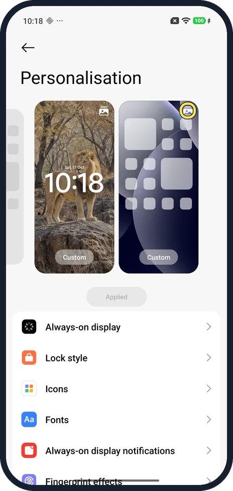 Android screenshot: Tap the picture icon on the Home screen preview