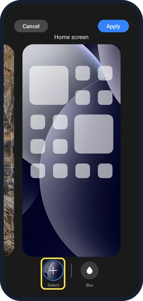 Android screenshot: Tap Select