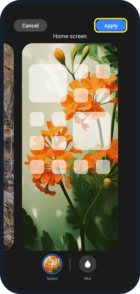 Android screenshot: Tap Apply