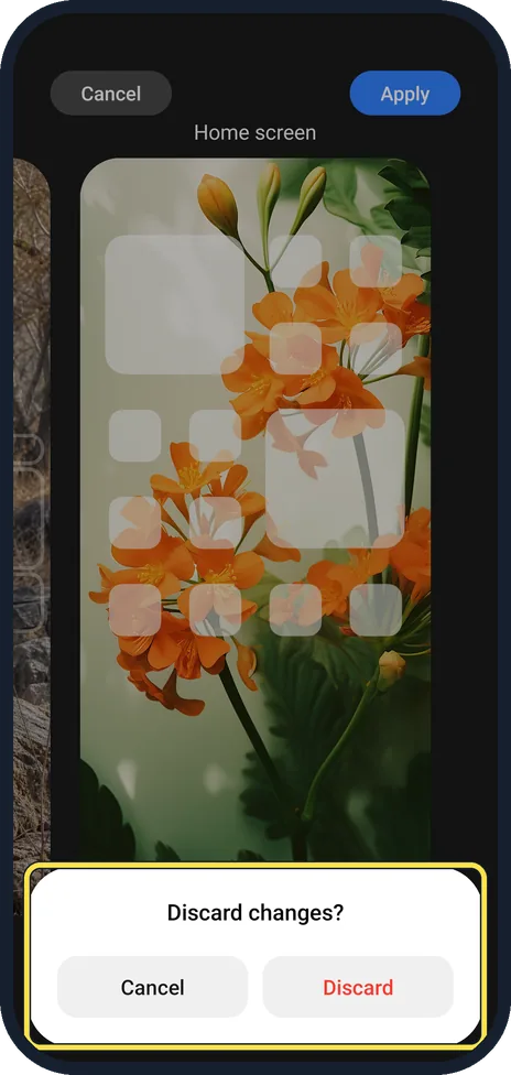 Android screenshot: Or Cancel and Discard