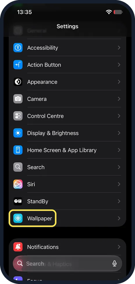 Screenshot from the guide: How to change the wallpaper on an iPhone (iOS 27)