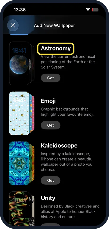 iPhone screen: Scroll down to more styles