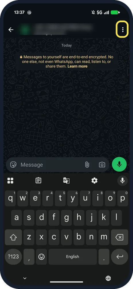 Screenshot from the guide: How to change a WhatsApp chat theme and wallpaper (Pixel, v2.26)