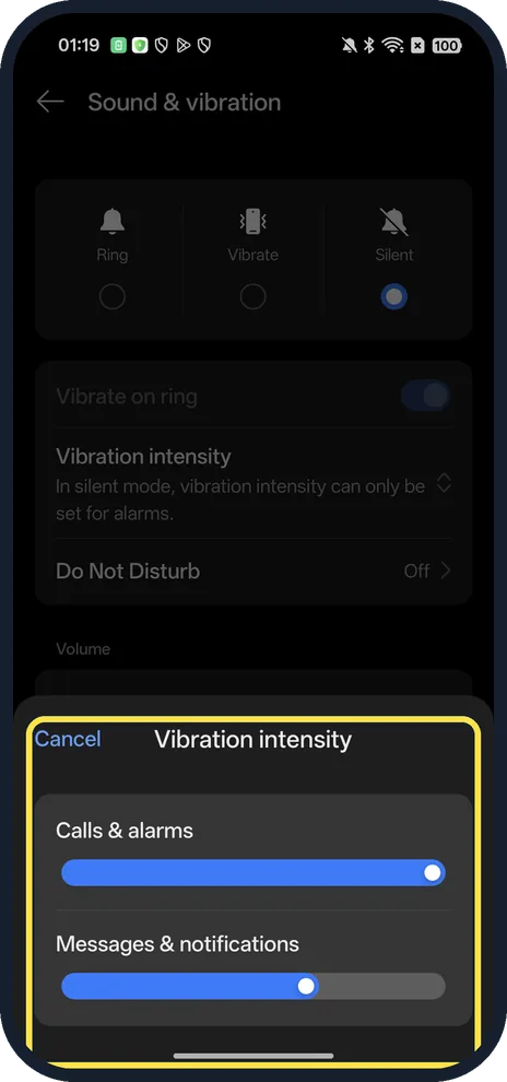 Android screenshot: Drag the sliders
