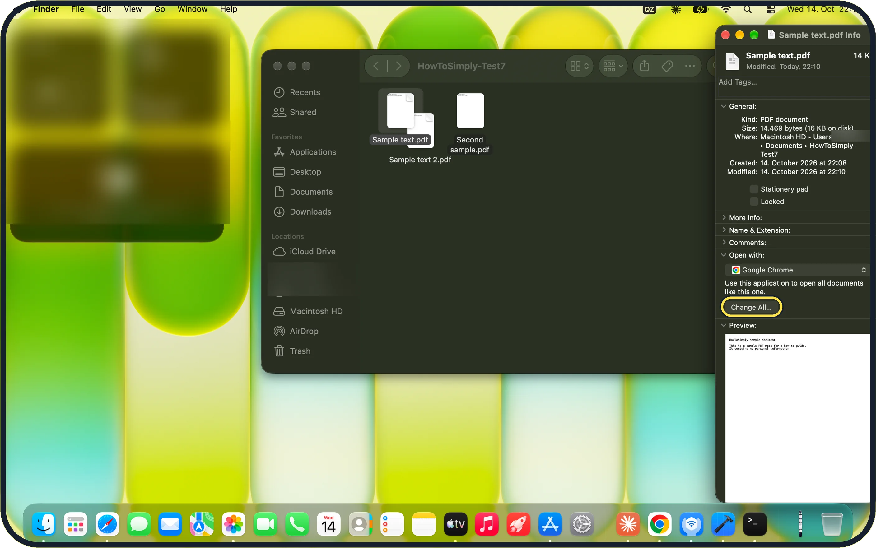 Mac screenshot: Click Change All…