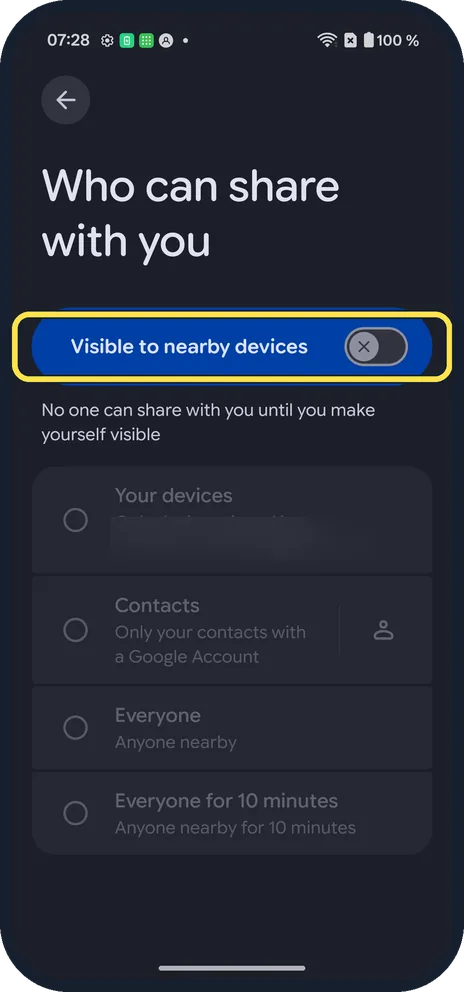 Android screenshot: Turn it off again