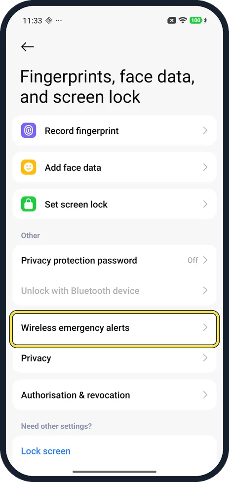 Android screenshot: Or open it from the screen lock page