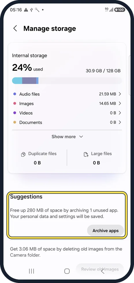 Android screenshot: Follow the suggestions