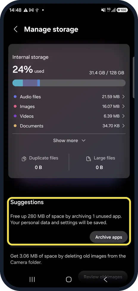 Android screenshot: Follow the suggestions