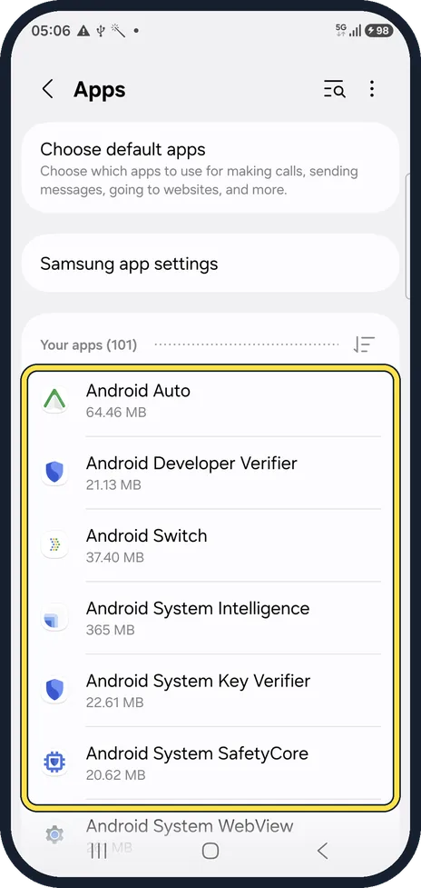 Android screenshot: Uninstall apps you do not use