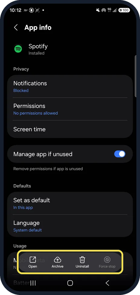 Android screenshot: Uninstall apps you do not use