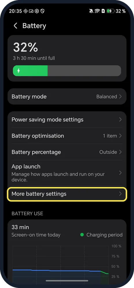 Screenshot from the guide: How to check battery health on an HONOR phone (MagicOS 10)