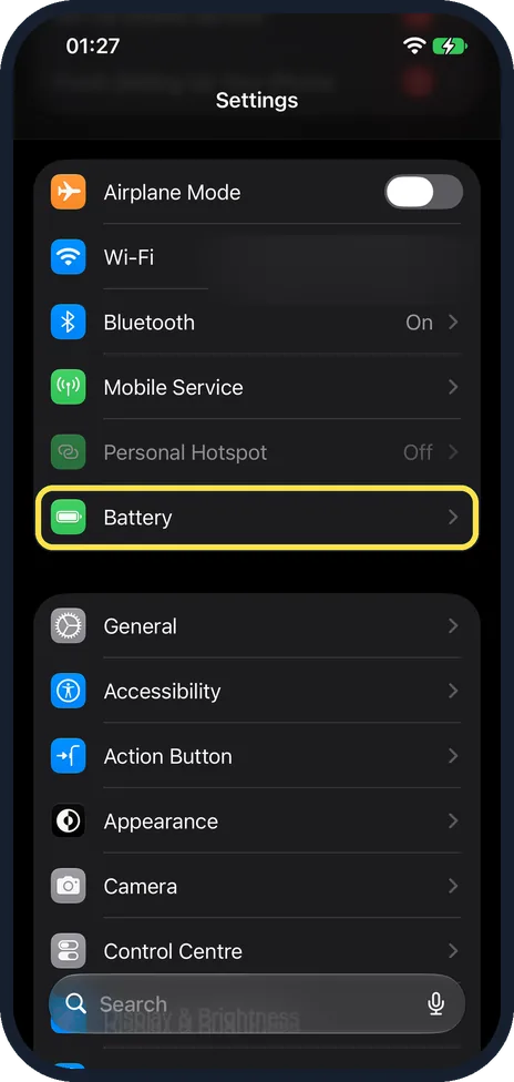 Screenshot from the guide: How to check battery health on an iPhone