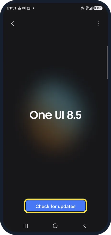 Android screenshot: Check for updates