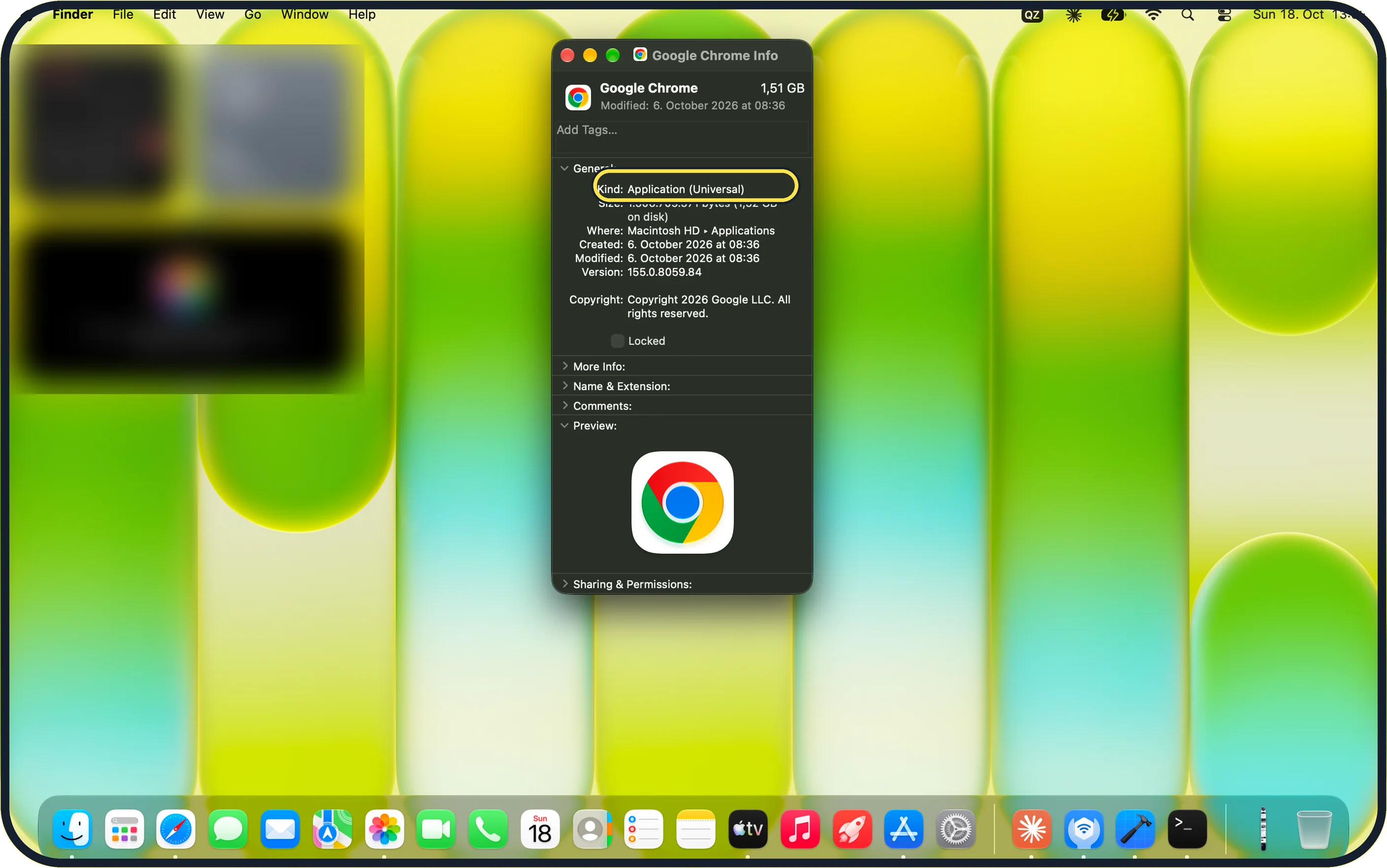 Mac screenshot: Check one app
