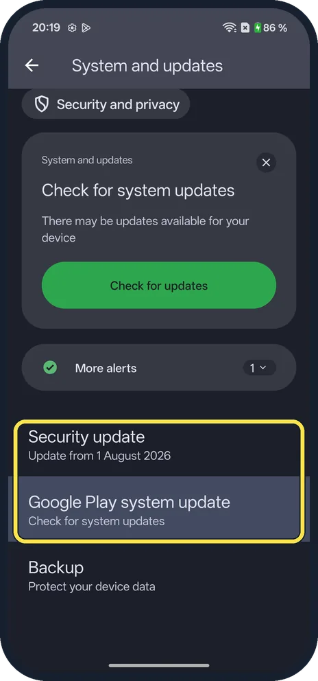 Android screenshot: See the dates