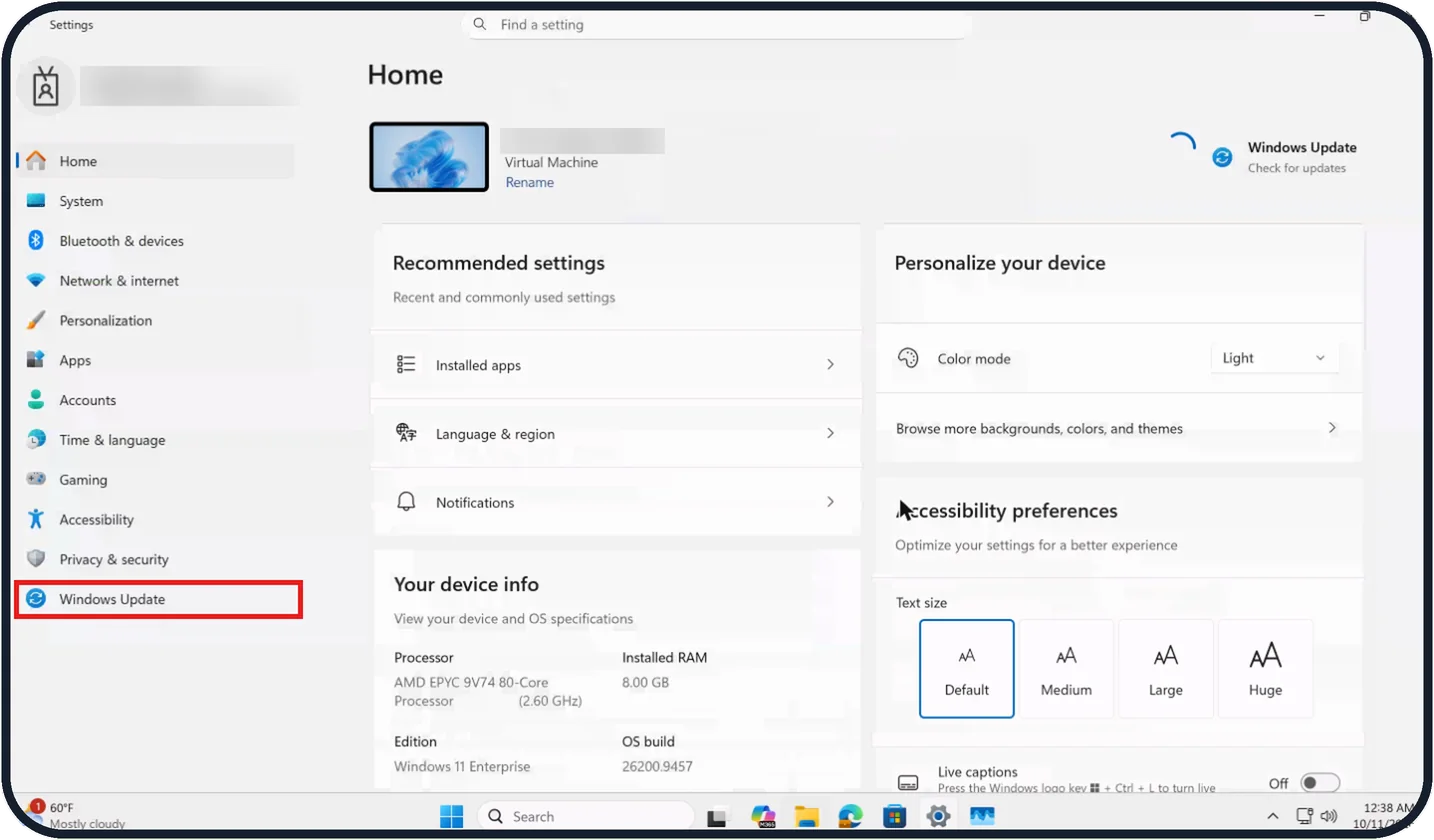 Screenshot from the guide: How to check for updates on Windows 11