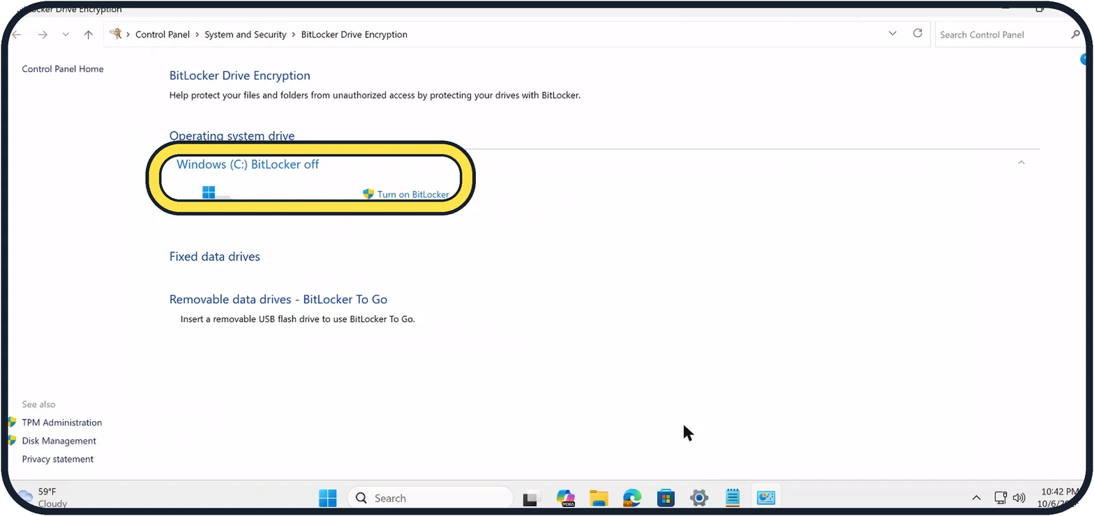 Windows screenshot: Read the drive status