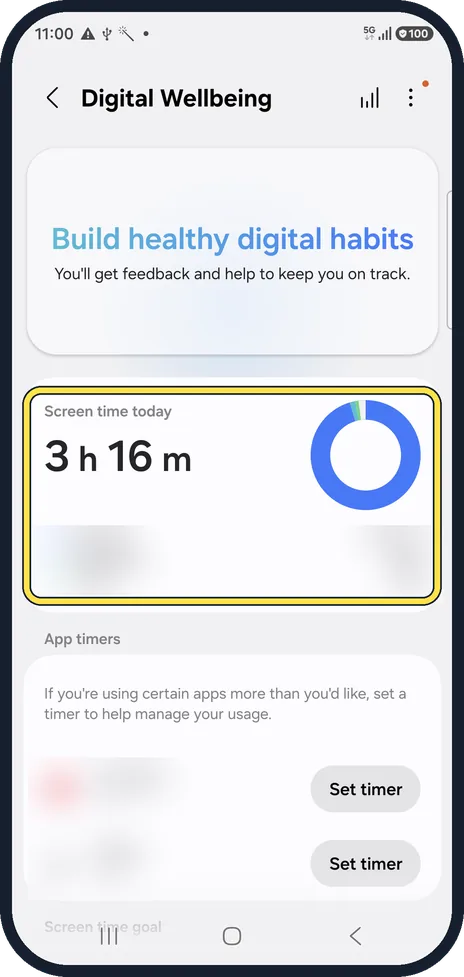 Android screenshot: Read Screen time today