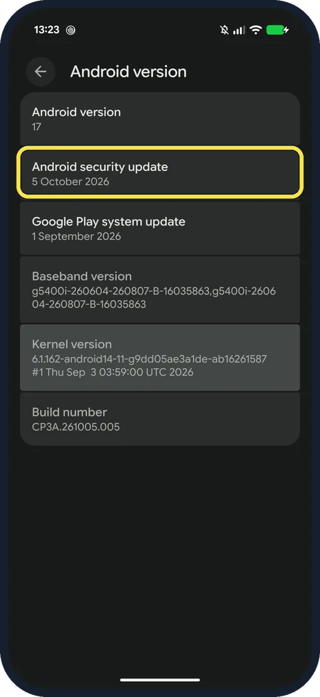 Android screenshot: Read Android security update