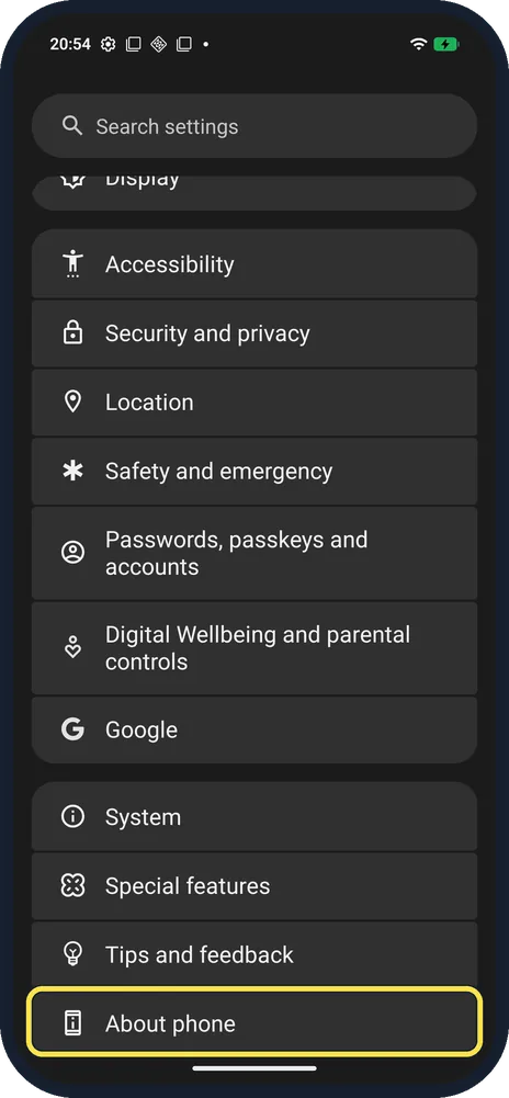 Screenshot from the guide: How to check the security patch on a Nothing Phone (Nothing OS)