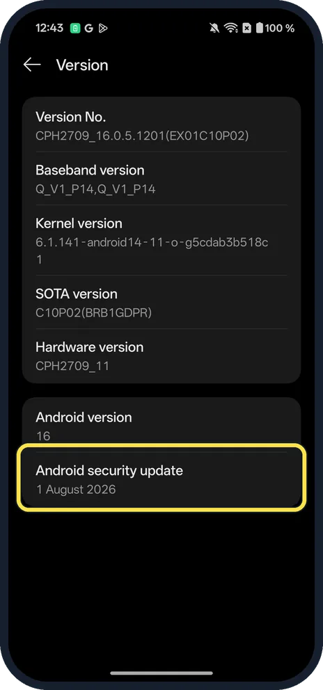 Android screenshot: Read Android security update