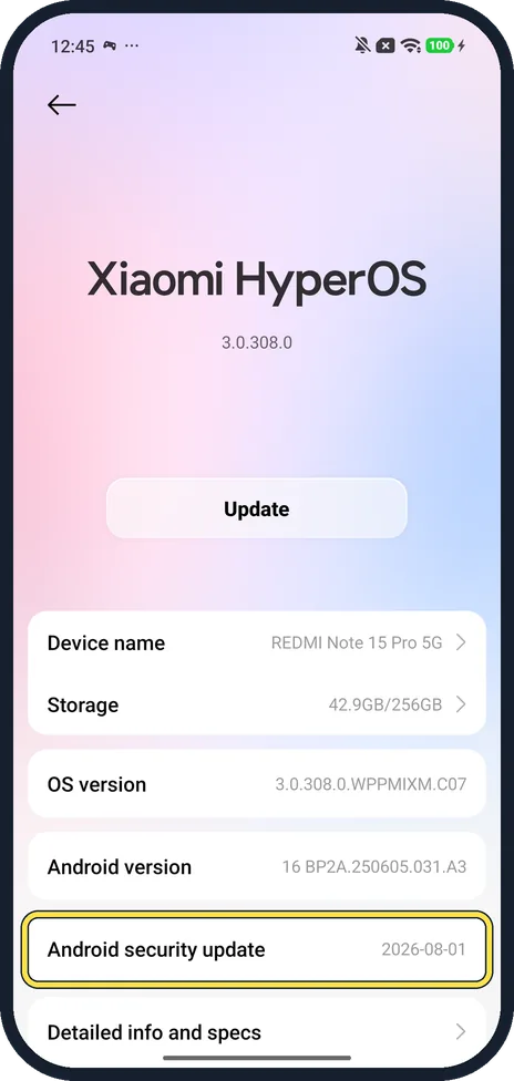 Android screenshot: Read Android security update