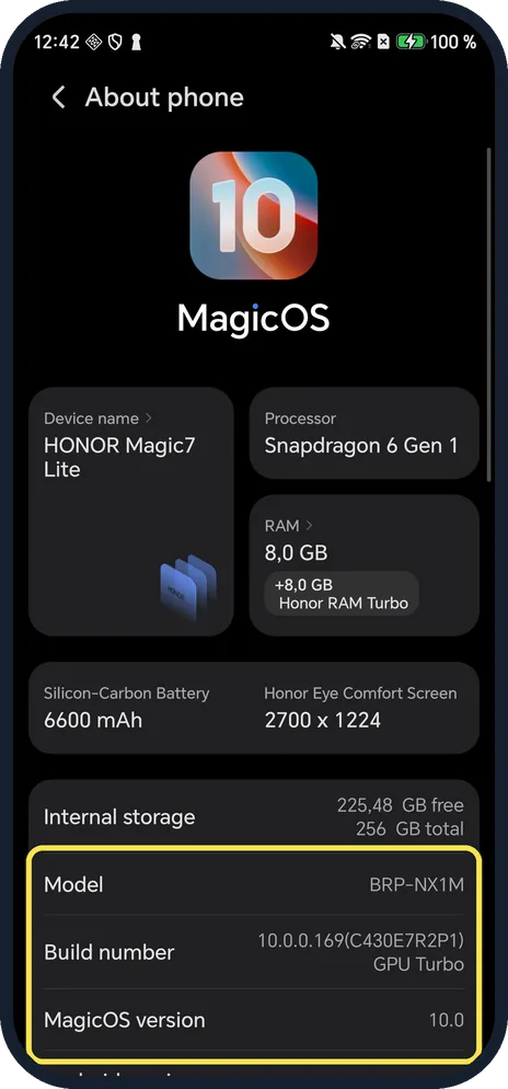 Android screenshot: Scroll past the MagicOS card