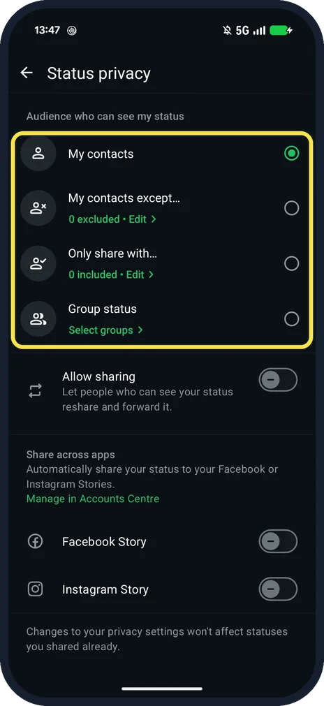 Android screenshot: Choose your audience