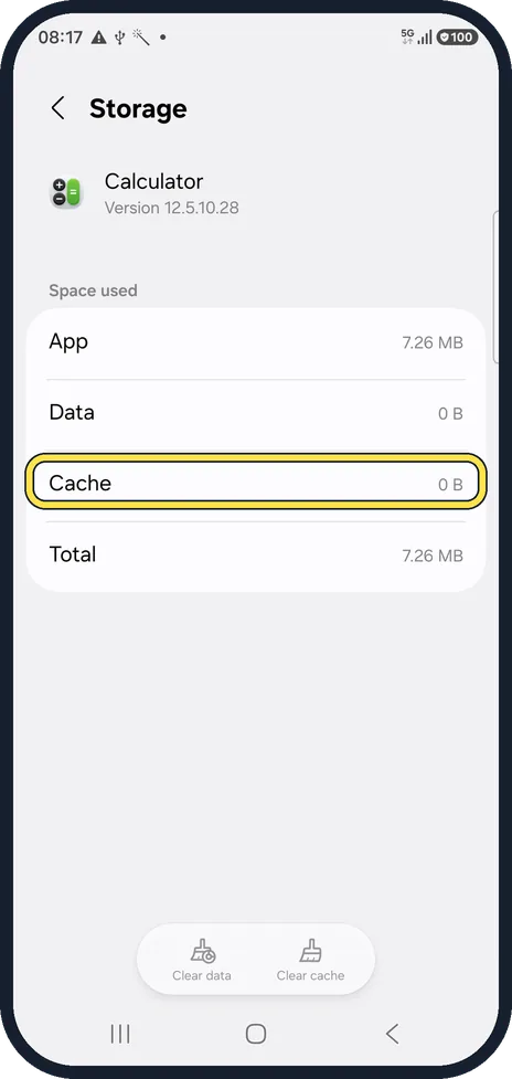 Android screenshot: Look at Cache