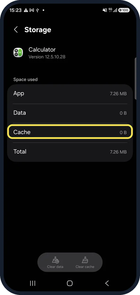 Android screenshot: Look at Cache