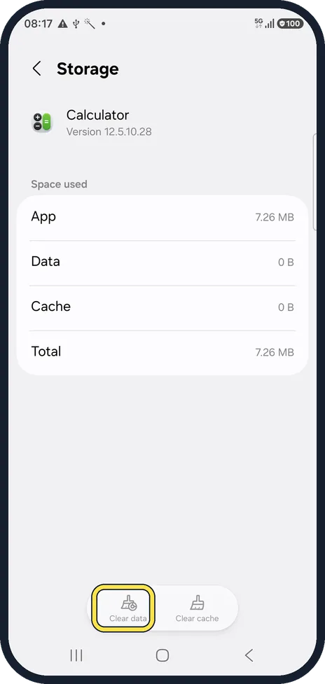 Android screenshot: Clear data only if needed