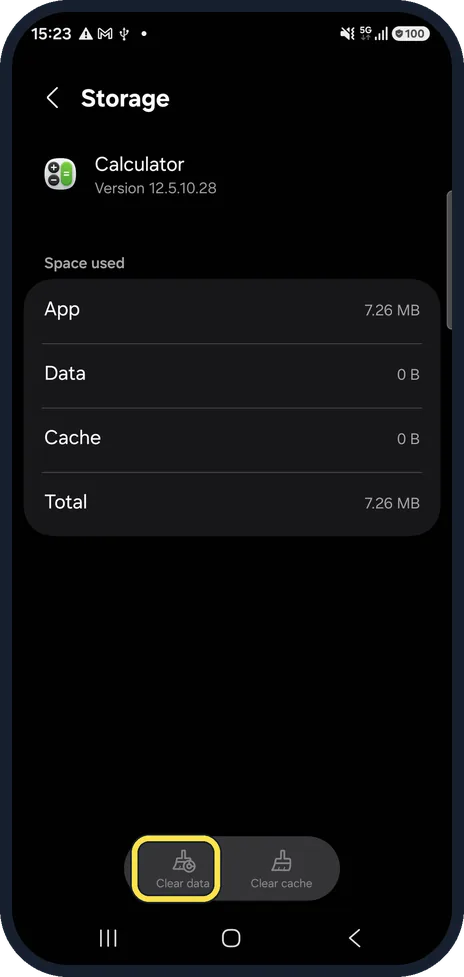 Android screenshot: Clear data only if needed