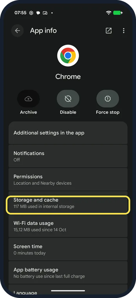 Android screenshot: Open the app