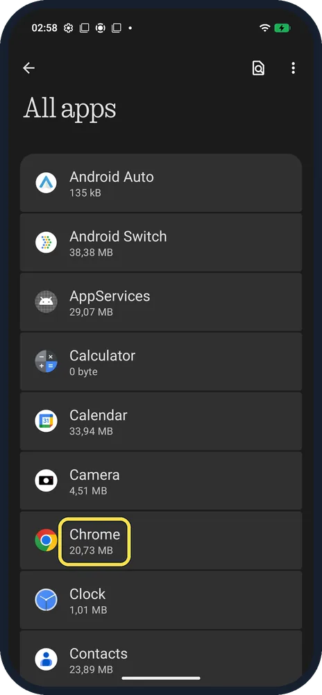 Android screenshot: Tap the app