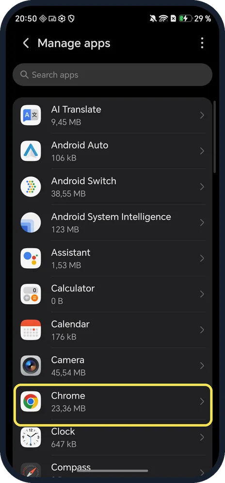 Android screenshot: Tap the app