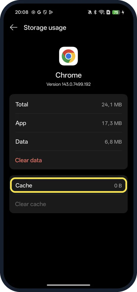 Android screenshot: Check the result