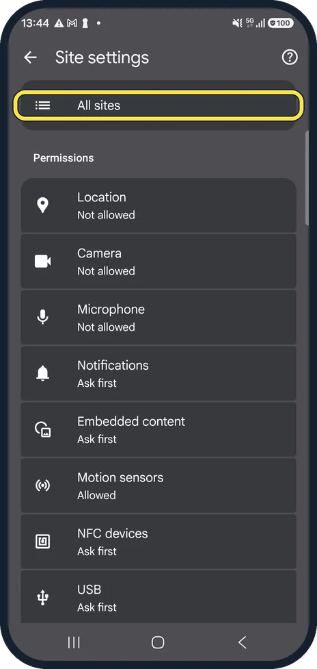 Screenshot from the guide: How to clear cookies for one website in Chrome on Android