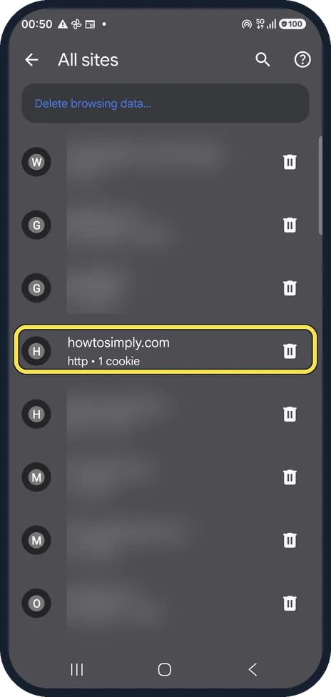 Android screenshot: Find the website