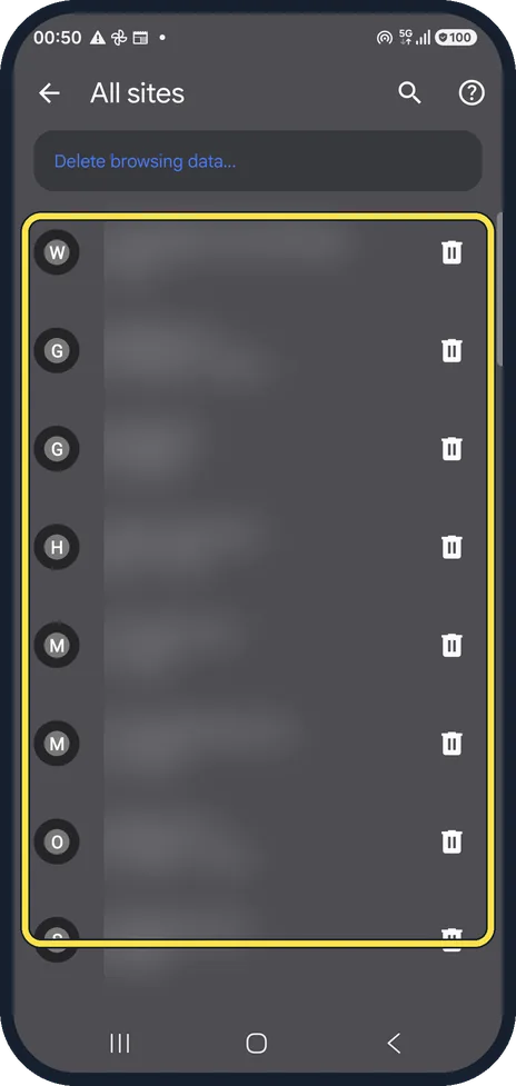 Android screenshot: Check the list