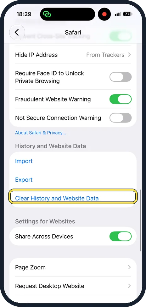 Real screenshot from a iPhone guide