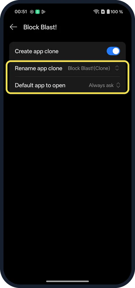 Android screenshot: Check the options