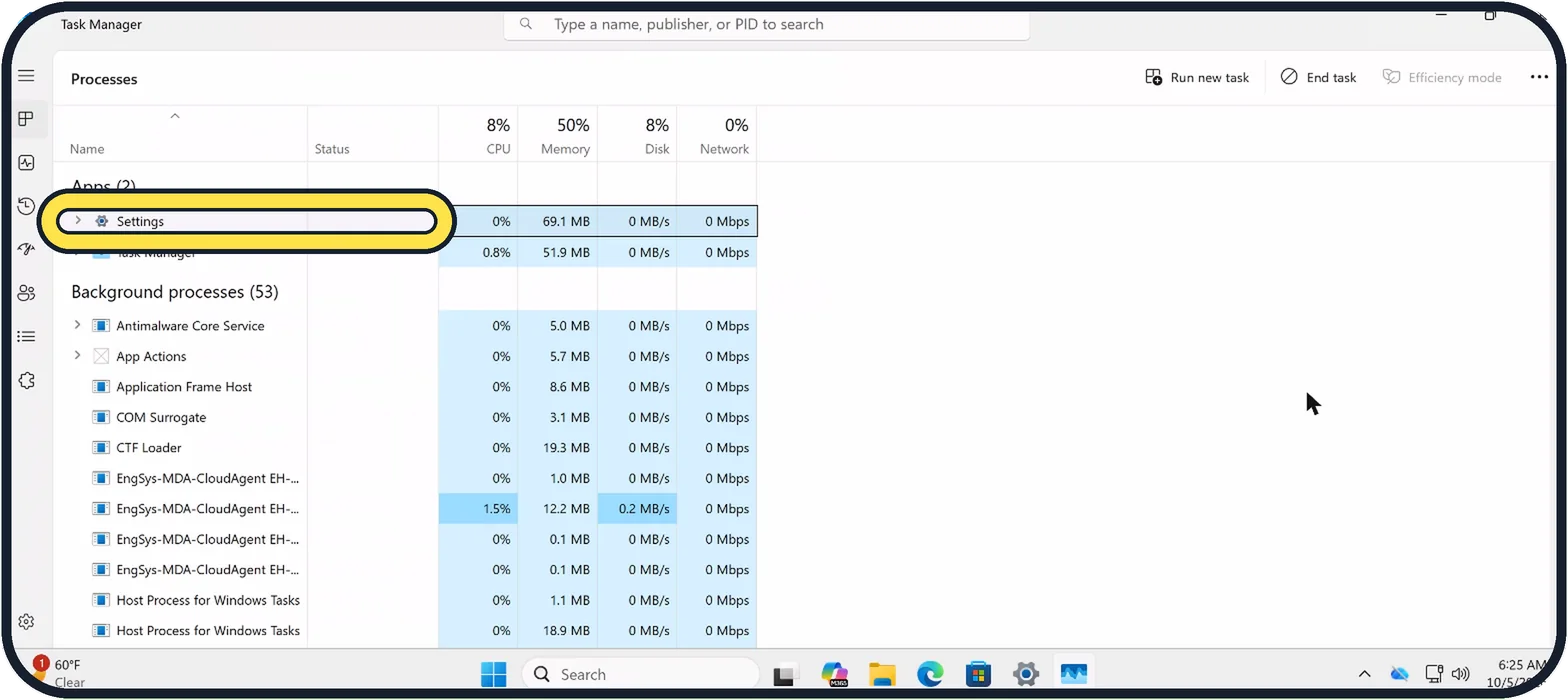 Windows screenshot: Select the program