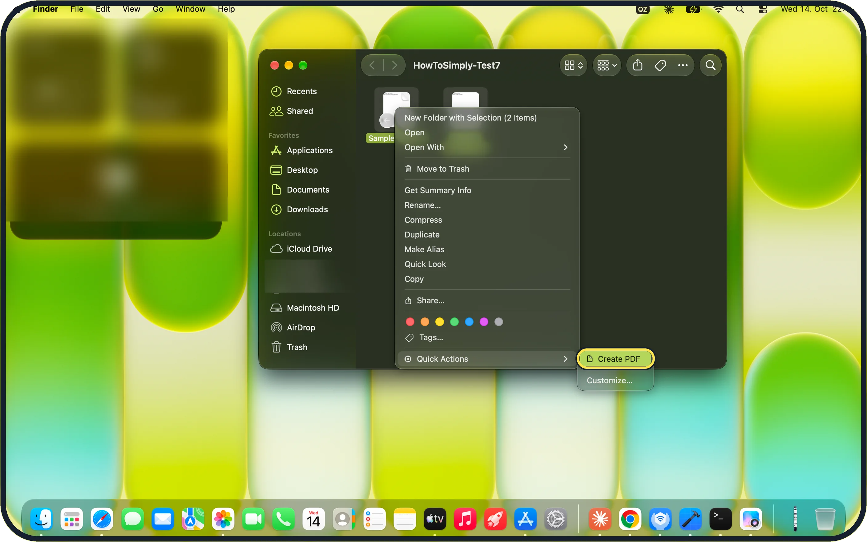 Mac screenshot: Or combine whole files in Finder
