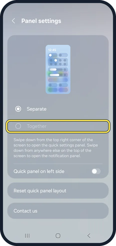 Android screenshot: Choose Together