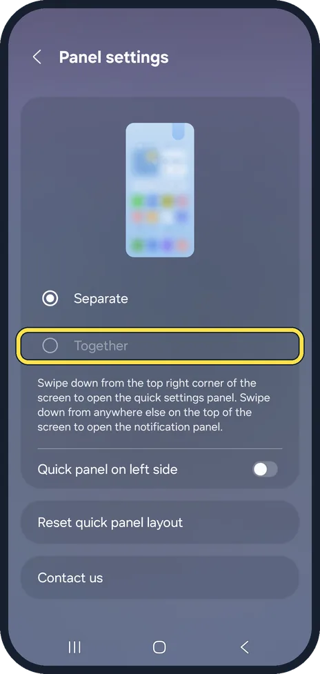 Android screenshot: Choose Together, if offered