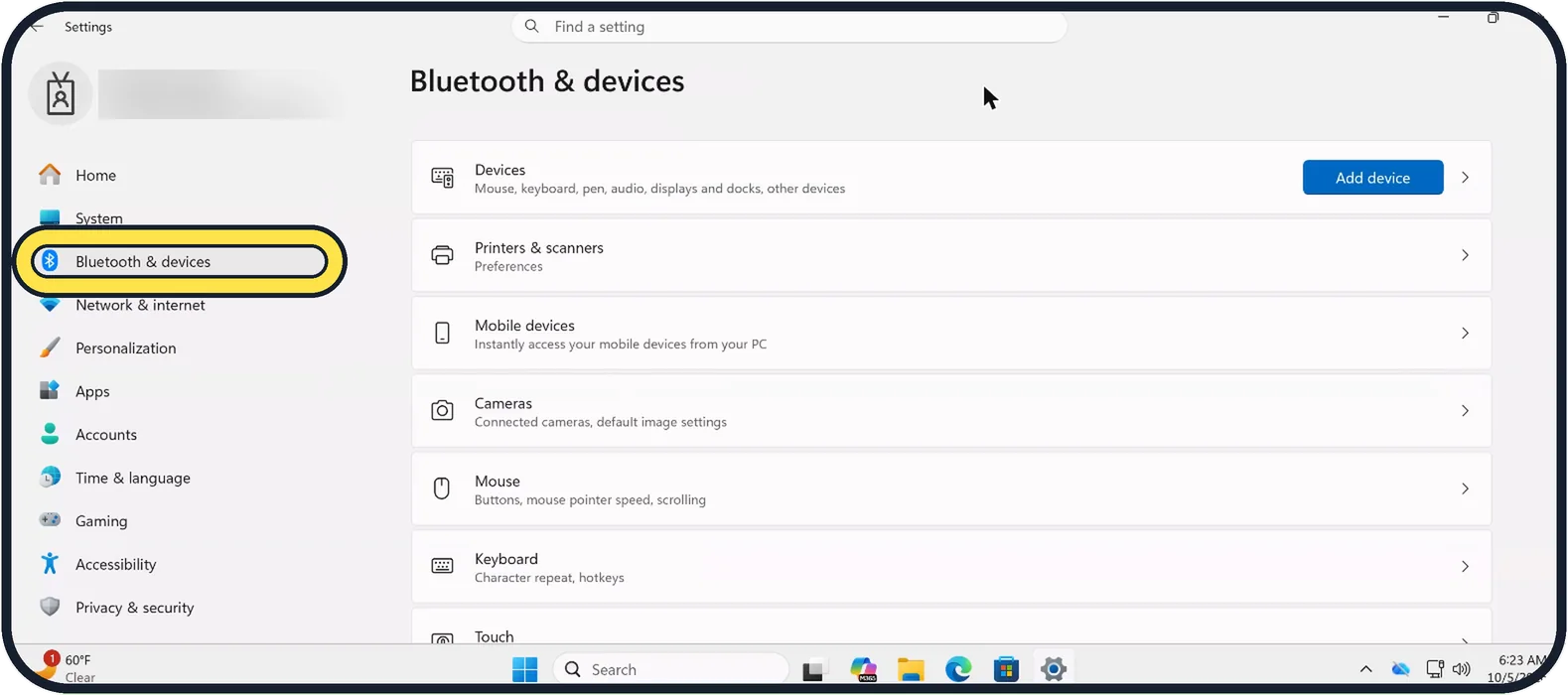 Screenshot from the guide: How to connect Bluetooth headphones to a Windows 11 PC