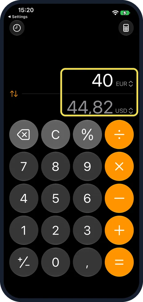 iPhone screen: Type the amount