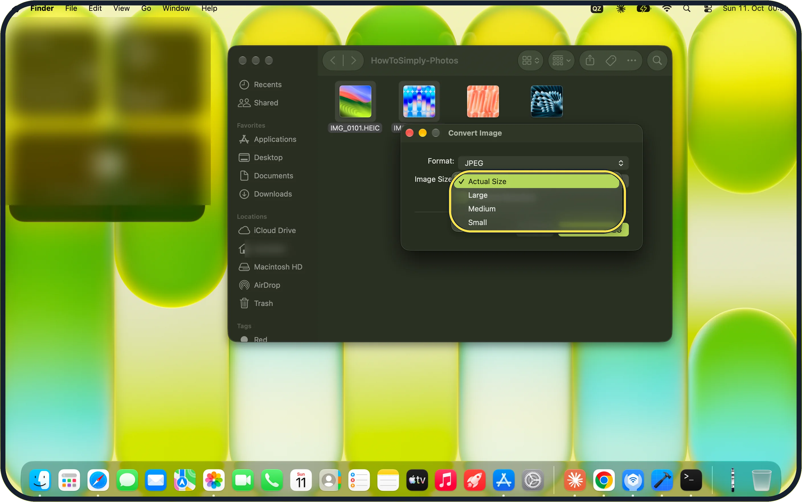 Mac screenshot: Choose the Image Size